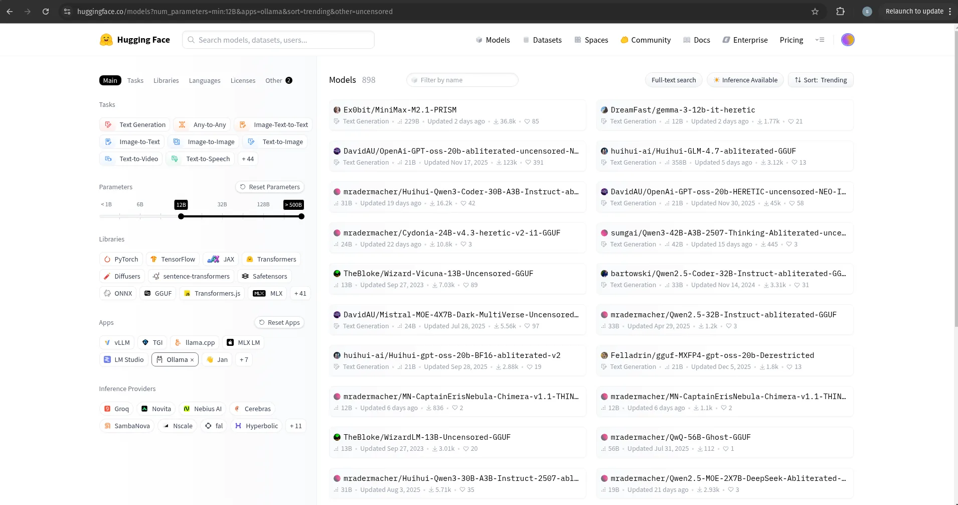 Choosing an LLM from `huggingface`